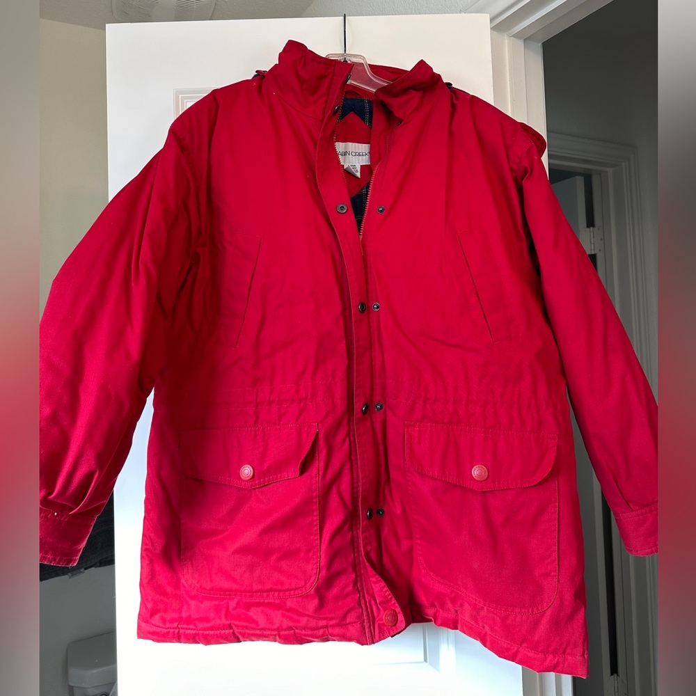 Cabin Creek Womens Winter Coat Flannel Lined Removable‎ Hood